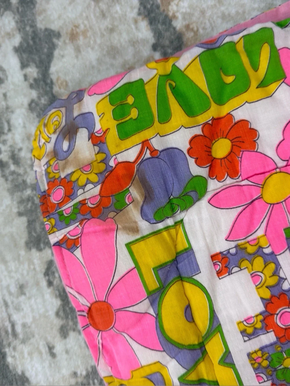Vintage Groovy Floral Sleeping Bag Flower Power LOVE Pink Retro 60s